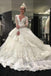Luxurious Lace Long Sleeves V-neck Layers  Ball Gown Wedding Dresses PDH79