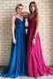 Spaghetti Straps A-Line Long Cheap Prom Dresses with Lace Top PDO54