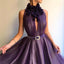 Purple Long A-line Split Cheap Prom Dresses With Flowers PDH56