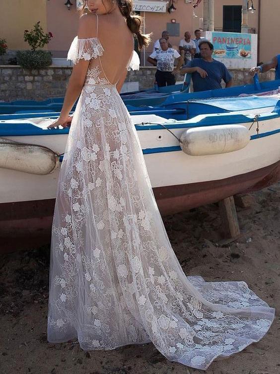 A Line Lace Straps Long Prom Dress, Elegant Sexy Evening Dresses PDI66 trendtydresses A Line Lace Straps Long Prom Dress, Elegant Sexy Evening Dresses PDI66 trendtydresses