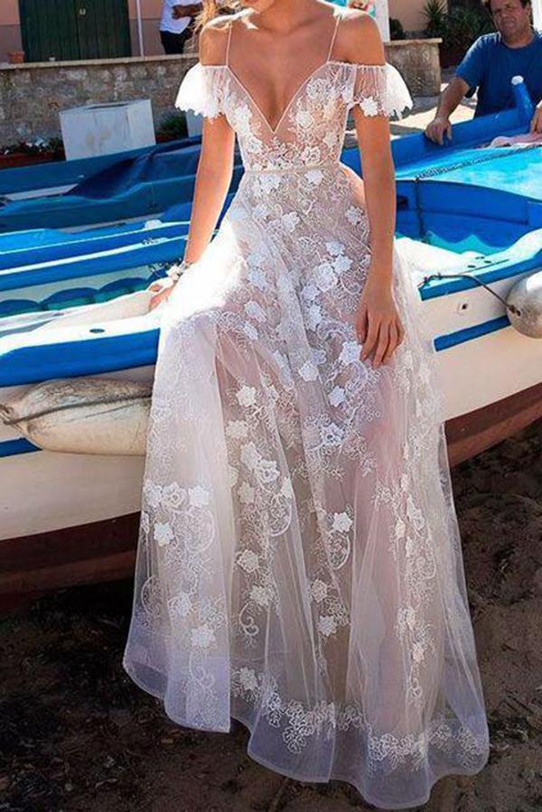 A Line Lace Straps Long Prom Dress, Elegant Sexy Evening Dresses PDI66 trendtydresses A Line Lace Straps Long Prom Dress, Elegant Sexy Evening Dresses PDI66 trendtydresses