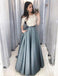 Two Piece Off the Shoulder Half Sleeves Prom Dress With Lace Top PDJ64