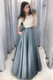 Two Piece Off the Shoulder Half Sleeves Prom Dress With Lace Top PDJ64