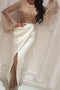 White Round Neck Beads Mermaid Long Prom Dress With Pearls Evening Dress PDQ40