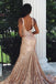 Charming Mermaid Backless Sequins Rose Gold Long Prom Dress PDK75