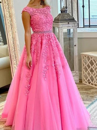 Long prom dresses with applique and beading light plum graduation dress mg171