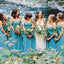 A-Line Off-the-Shoulder Sky Blue Chiffon Long Bridesmaid Dresses PDG60