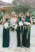 Sheath High Neck Floor-Length Dark Green Long Bridesmaid Dress with Split PDR91