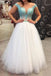 Off White Tulle Lace Appliques Long Prom Dress A Line Evening Dress PDS622