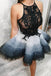 Cute Tulle Lace Short Prom Dress, Black Top Homecoming Dress PDP53
