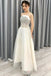 Off White A Line Spaghetti Straps Beading Elegant Long Prom Dress PDP74