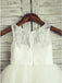 A-Line Round Neck White Tulle Flower Girl Dress with Lace PDP25