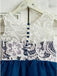 A-Line Round Neck Navy Blue Tulle Flower Girl Dress with Lace PDP18