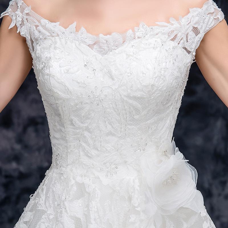 A Line Off the Shoulder Appliques Tulle Long Wedding Dress, Bridal Dresses PDQ26