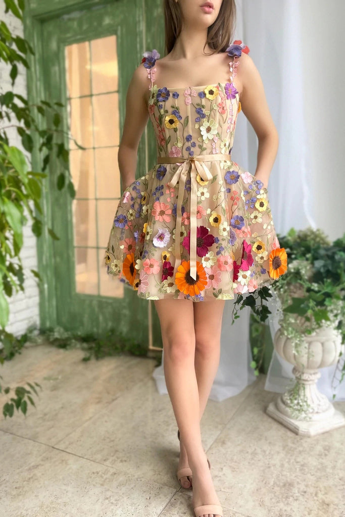 Flower hoco clearance dress