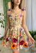 Cute 3D Flower Floral Lace Short Prom Dresses A Line Tulle Homecoming Dresses OMH0070