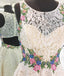 White Lace Short Prom Dress, Floral Appliques homecoming dress PDP60