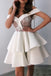 White Sweetheart Off Shoulder Short Prom Dress, Homecoming Dresses PDP49