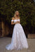 Simple A-Line Off the Shoulder White Beach Wedding Dresses PPD89