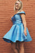 Off the Shoulder Satin A Line Short Homecoming Dress PDN40