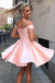 Off the Shoulder Satin A Line Short Homecoming Dress PDN40