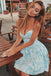Sky Blue Lace Short Prom Dresses Sweetheart Party Dress PPD46