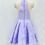 A-Line Above-Knee Lilac Satin Printed Homecoming Dress with Pockets PPD15