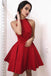 Jewel Satin Red Short Simple Homecoming Party Dress PPD49