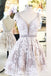 Cute V Neck Lace Short Prom Dress Beaded A Line Homecoming Dress PDP40