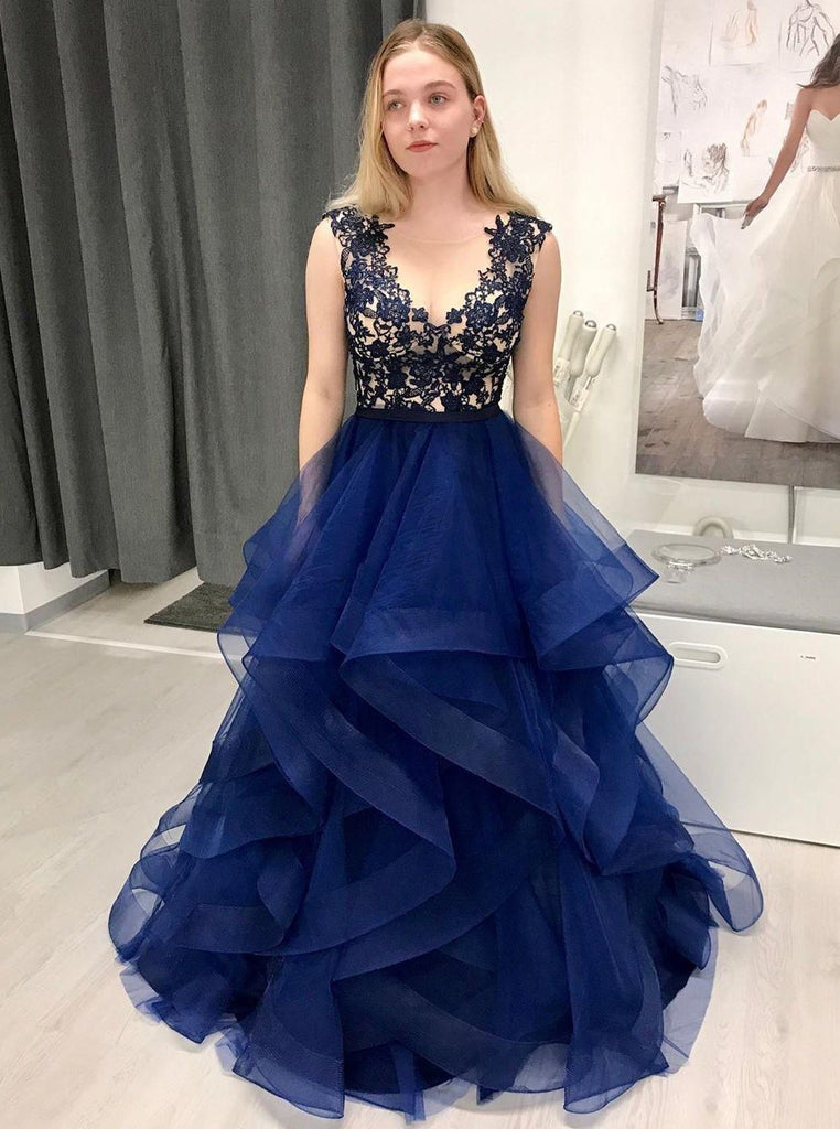 Prom dresses long sheer neck ruffles appliques illusion sweet 16 quinceanera dress mg195