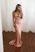 Pink Spaghetti Straps Mermaid Long Prom Dress Simple Evening Dress PDQ34