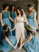 Lace crop top chiffon bridesmaids dresses boho maid of honor gowns gb388