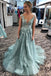Illusion Cap Sleeves Prom Dresses Lace Appliques Formal Dresses Long Evening Gowns TD83