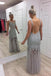 Charming Grey Backless V Neck Prom Dresses Lace Appliques Mermaid Evening Dresses TD79