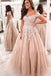Elegant Off the Shoulder Tulle Formal Prom Dresses, Lace Appliques Evening Dresses TD108