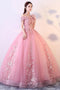 Princess Ball Gown Off the Shoulder Appliques Tulle Prom Dresses, Quinceanera Dresses TD115