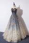 Unique A Line Strapless Ombre Long Prom Dress Stunning Party Dresses PDS59