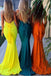 Sexy Mermaid Backless Yellow Bridesmaid Dress, Deep V Neck Halter Wedding Party Dress BD24
