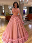 Ball Gown Long Pink Appliques Prom Dresses, Quinceanera Dresses, Sweet 16 Dresses TD43