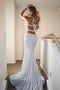 Strapless Sparkly Silver Open Back Long Sheath Party Cheap Prom Dresses PDJ91