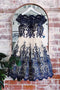 Navy Blue Lace Applique Short Cap Sleeves Homecoming Dresses PDP59