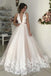 Deep V Neck Backless Open Back Wedding Dresses Lace Appliques Long Bridal Gowns WD07