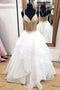 A Line V-neck Tulle Spaghetti Straps Lace Appliques Prom Dresses, Wedding Dresses WD14