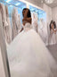 Elegant Ball Gown Sweetheart Strapless V Neck Tulle Long Wedding Dresses, Bridal Dresses WD33