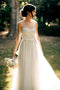 Simple A Line Lace Appliques Ivory Tulle Ivory Long Beach Wedding Dresses, Wedding Gowns WD29