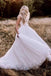 Elegant round neck v-back tulle ivory wedding dresses with bowknot mg665