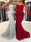 Sexy Red Mermaid Sweetheart Lace Applique Long Prom Dresses Graduation Dresses TD99