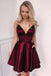 Simple Burgundy Satin Short Homecoming Dress With Pockets PDP45