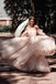 Chic Fairy-tales Strapless Wedding Dresses 3D Flowers Long Puff Sleeves Bridal Gowns WD11