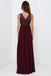 Burgundy Bridesmaid Dresses with Sequin Top, A-line Long Chiffon Wedding Party Dress PDO80